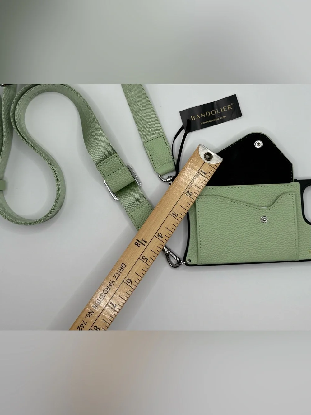 NWT Bandolier Leather IPhone 14 ProMax Crossbody & Bobby Strap, Fern Green